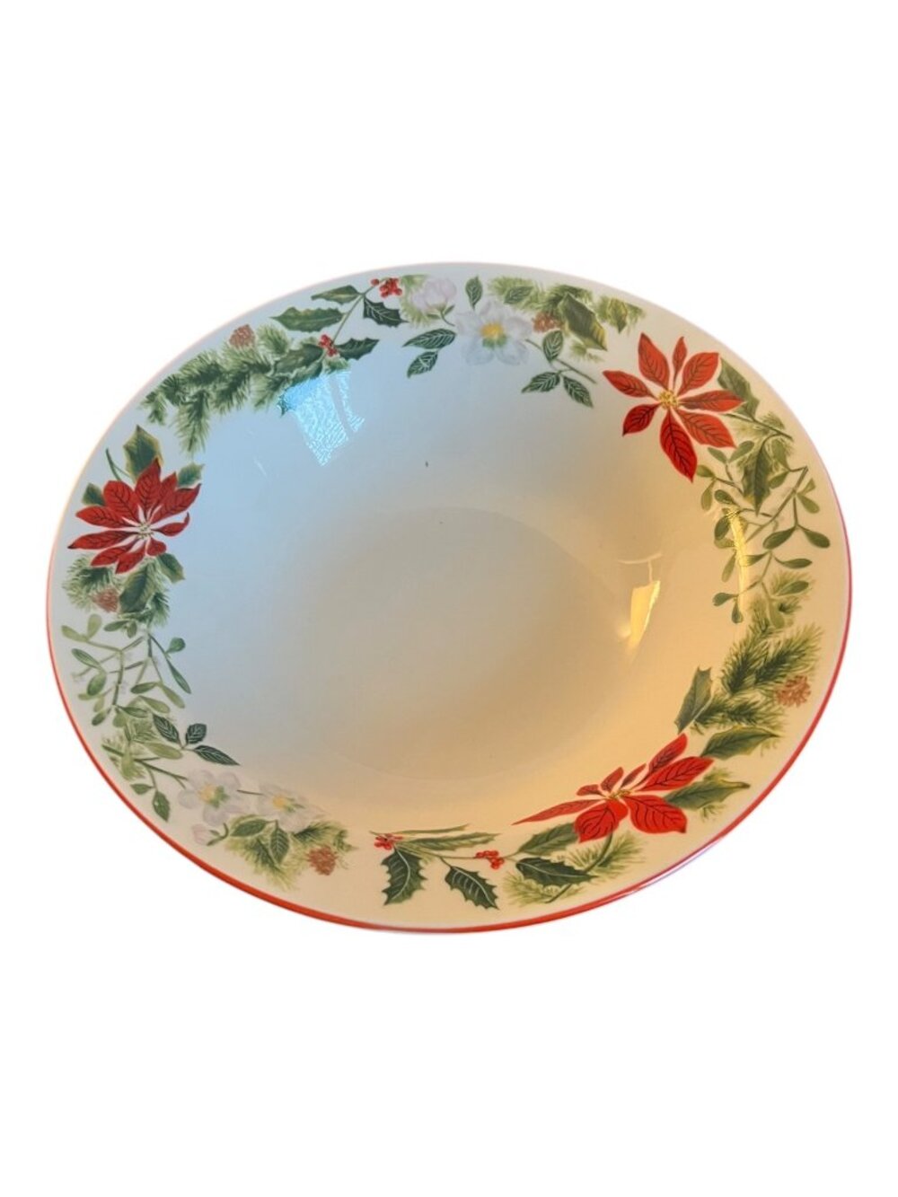 American Atelier Holiday Floral 5000 9.5" Serving Bowl Christmas Stoneware